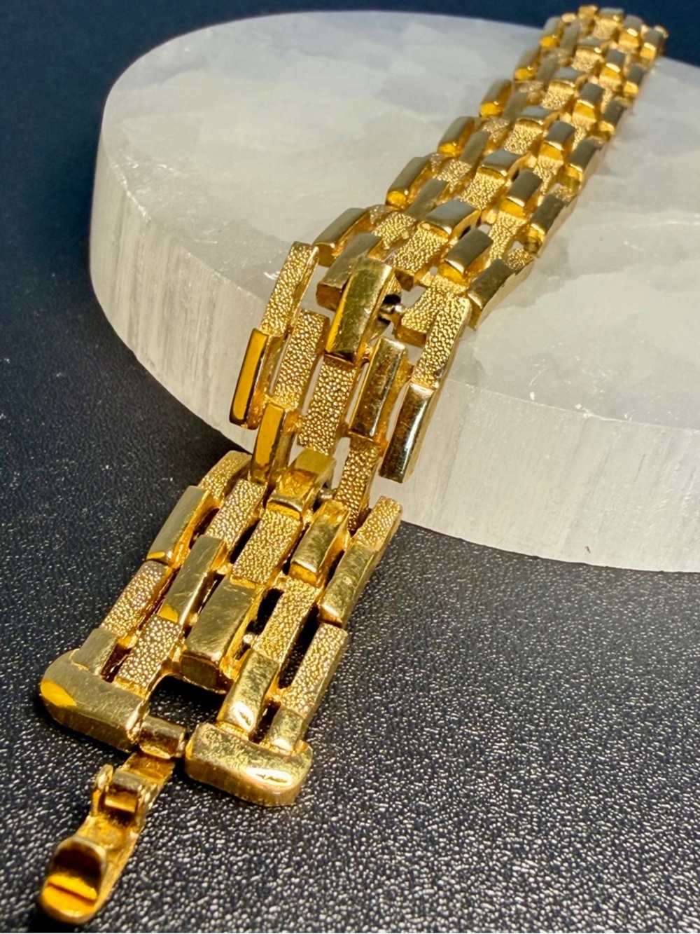 MINT Vintage Crown Trifari Brick Link Trifanium Bracelet